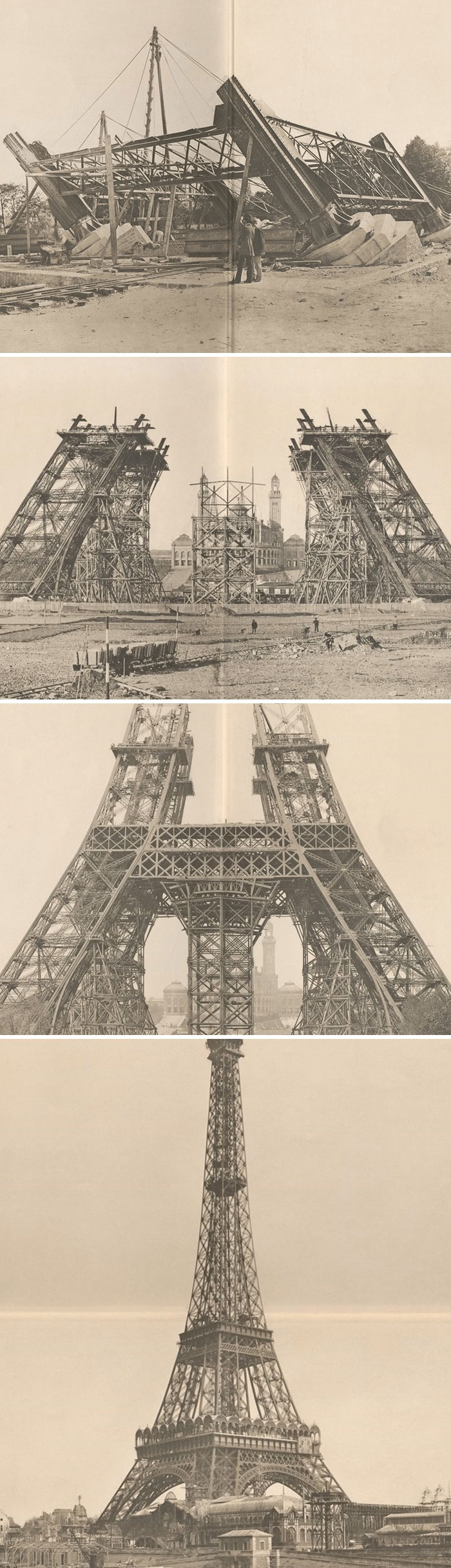Historic site photos showing the construction stages of the Eiffel Tower teaching history repeated lessons.