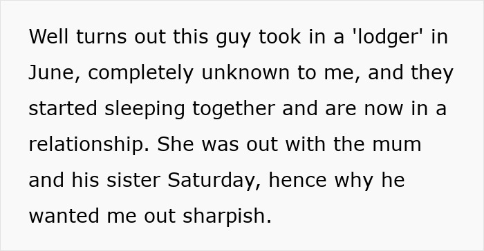 Text on a white background describing a woman discovering her casual boyfriend has a piece on the side during their situationship.