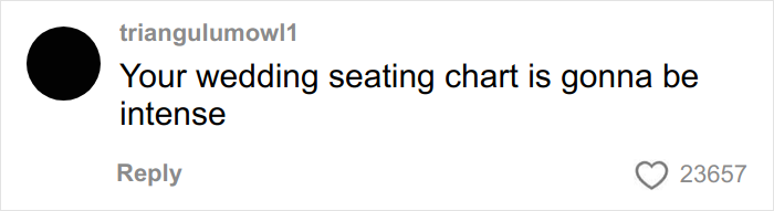 Comment about a wedding seating chart shared online, related to a woman with 7 parents story that has baffled people.
