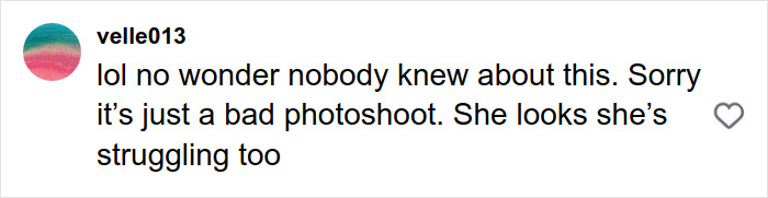 Comment criticizing Margot Robbie's underwater cover shoot, describing it as a bad photoshoot with the subject struggling. Comment criticizing Margot Robbie's underwater cover shoot, describing it as a bad photoshoot with the subject struggling.