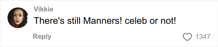 Comment from user Vikkie praising manners in viral interaction involving GlamBOT King and Jennifer Lopez at Golden Globes event.