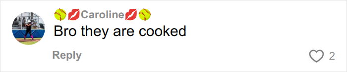 Social media comment on overused slang words, featuring phrase "Bro they are cooked" and two likes, highlighting language trends.