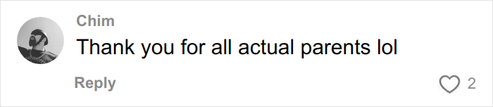 A social media comment thanking actual parents, illustrating overused slang words and phrases to be banished in 2026.