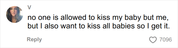 Alt text: Social media comment about grandma not kissing baby, related to woman’s gentle reminder viral video with 11M views.