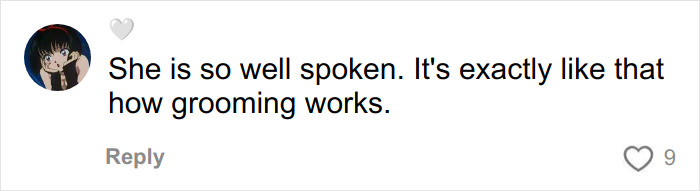 Comment on Jennette McCurdy discussing her addictive relationship with a much-older man as a teen.