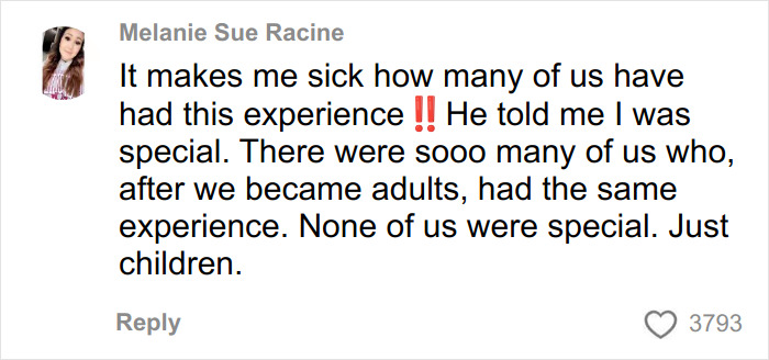 Comment by Melanie Sue Racine reflecting on shared experiences of addictive relationships with much-older men during teens.