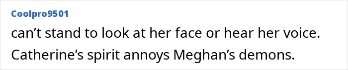 Text comment criticizing Meghan Markle, referencing Kate Middleton’s 44th birthday and viral Meghan Markle evil stare compilation. Text comment criticizing Meghan Markle, referencing Kate Middleton’s 44th birthday and viral Meghan Markle evil stare compilation.