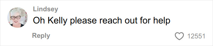 Fan comment urging Kelly Osbourne to seek help, expressing concern for her health after recent video appearance.