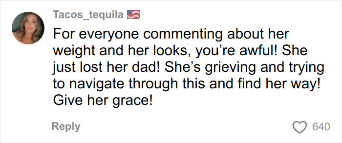 Comment from Kelly Osbourne fan urging grace amid concerns about her health after recent video sparks discussion.