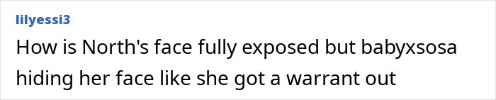 Comment about North West&rsquo;s face fully exposed while interacting with others, sparking criticism of Kim Kardashian&rsquo;s parenting.