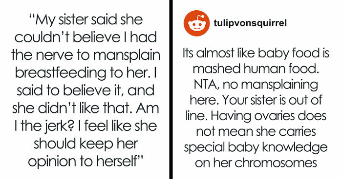 Know-It-All Sis Lectures Dad On Feeding His Own Baby, Freaks Out When He Corrects Her