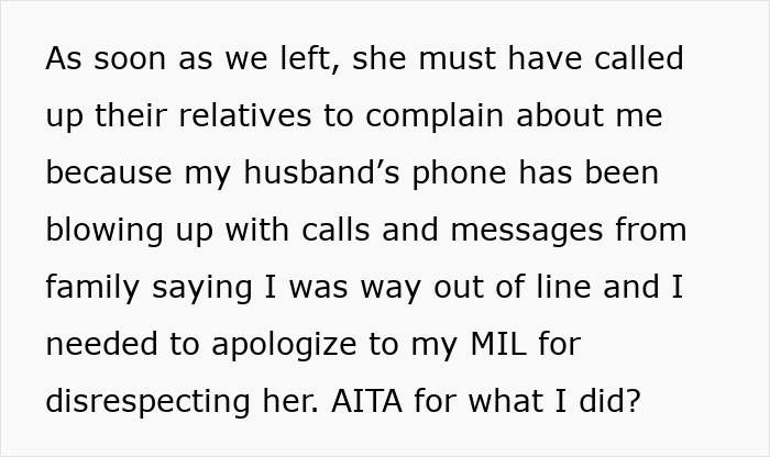Screenshot of text about mom takes her baby storming off from MIL's house after feeding takeover and relatives complaining Screenshot of text about mom takes her baby storming off from MIL's house after feeding takeover and relatives complaining