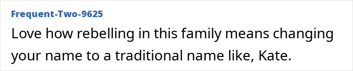 Text on screen highlighting a comment about rebelling by changing to a traditional name like Kate, relating to Nicole Richie's daughter.