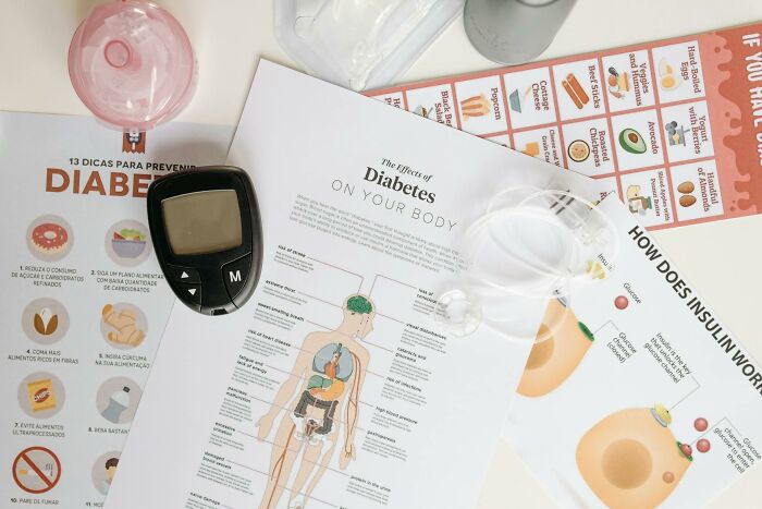 Diabetes monitoring tools and educational materials highlighting progress and hope in America’s health journey.