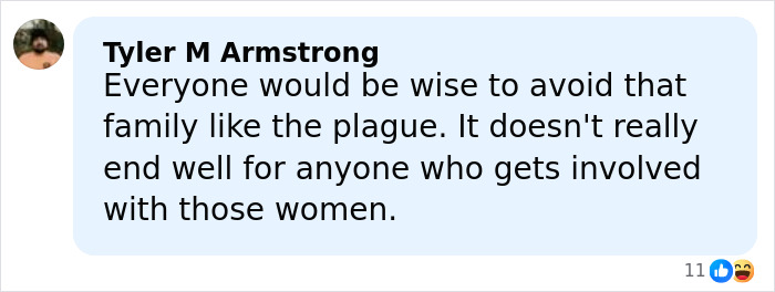 Screenshot of a social media comment warning to avoid a certain family, sparking buzz about Timoth&eacute;e Chalamet and Kylie Jenner.