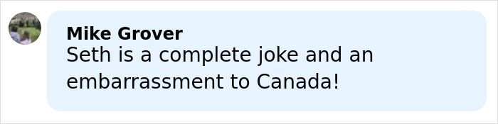 Comment from Mike Grover criticizing Seth Rogen, related to Pamela Anderson wanting an apology after Golden Globes experience.