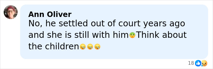 Comment by Ann Oliver expressing concern about a court settlement and children related to Timothy Busfield.