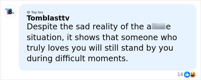 Comment from Tomblasttv expressing support amid difficult moments related to Melissa Gilbert&rsquo;s letter about Timothy Busfield.