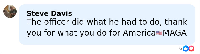 Comment by Steve Davis supporting the father of ICE agent who slew Renee Nicole Good, mentioning America and MAGA. Comment by Steve Davis supporting the father of ICE agent who slew Renee Nicole Good, mentioning America and MAGA.