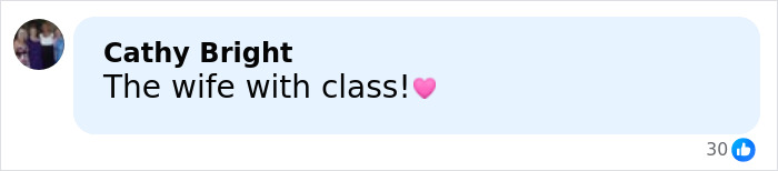 Comment by Cathy Bright saying The wife with class with a heart emoji on a social media post about trauma bonded Jennifer Garner.
