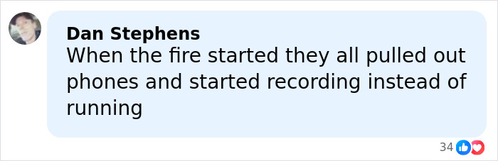 Comment by Dan Stephens criticizing people's reaction during the lethal Swiss ski bar fire, highlighting negligence causes.