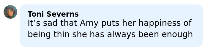 Comment about Amy Schumer's happiness and body image in relation to bikini photos and divorce filing backlash. Comment about Amy Schumer's happiness and body image in relation to bikini photos and divorce filing backlash.