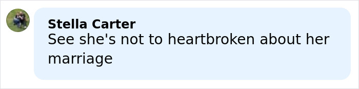 Comment from Stella Carter reading See she's not too heartbroken about her marriage, related to Amy Schumer bikini photos backlash. Comment from Stella Carter reading See she's not too heartbroken about her marriage, related to Amy Schumer bikini photos backlash.