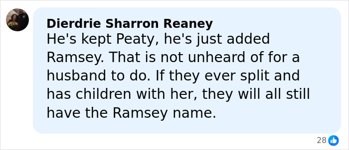 Comment explaining Adam Peaty adding the Ramsey name after wedding Gordon Ramsay&rsquo;s daughter, with ex responding on social media.
