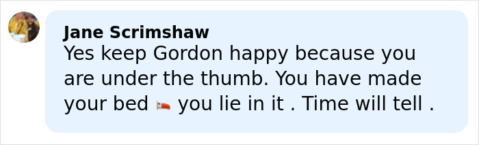 Comment from Jane Scrimshaw criticizing Adam Peaty and referencing Gordon Ramsay in a social media post.