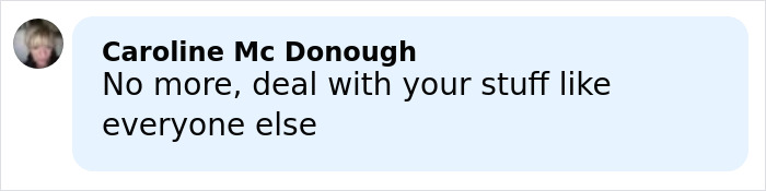 Comment by Caroline Mc Donough on a social media post expressing frustration about dealing with personal matters. Comment by Caroline Mc Donough on a social media post expressing frustration about dealing with personal matters.