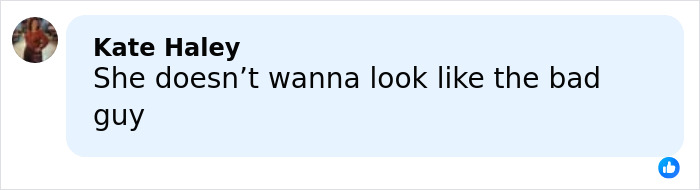 Comment screenshot of Kate Haley saying she doesn&rsquo;t wanna look like the bad guy amid Kim Kardashian Taylor Swift suspicion.