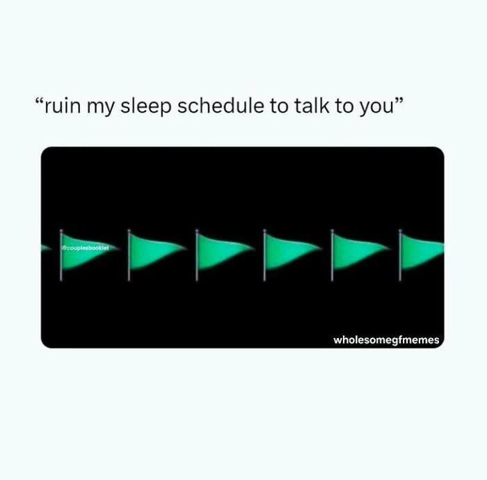 Meme showing multiple green flags representing loving memes to send to your girlfriend to feel appreciated.