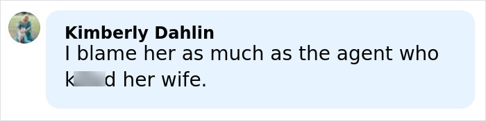 Comment by Kimberly Dahlin expressing blame related to Renee Good’s wife and a fatal ICE incident affecting the community. Comment by Kimberly Dahlin expressing blame related to Renee Good’s wife and a fatal ICE incident affecting the community.