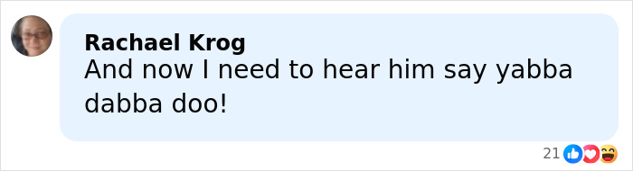 Comment from Rachael Krog expressing eagerness to hear Guy Fieri say yabba dabba doo on his 58th birthday glow-up. Comment from Rachael Krog expressing eagerness to hear Guy Fieri say yabba dabba doo on his 58th birthday glow-up.