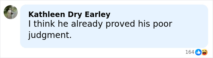 Comment by Kathleen Dry Earley criticizing judgment, shown in a light blue speech bubble on a white background. Comment by Kathleen Dry Earley criticizing judgment, shown in a light blue speech bubble on a white background.