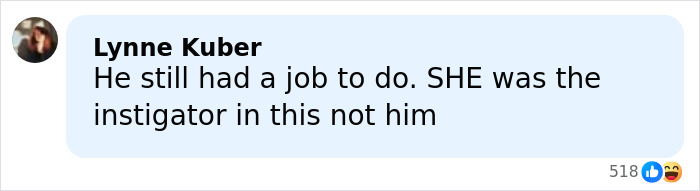 Comment by Lynne Kuber defending ICE agent’s actions in the case involving Renee Nicole Good, with emojis reacting. Comment by Lynne Kuber defending ICE agent’s actions in the case involving Renee Nicole Good, with emojis reacting.