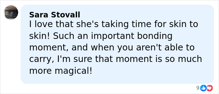 Comment praising Meghan Trainor’s bonding moment with secret surrogate baby, highlighting skin to skin importance. Comment praising Meghan Trainor’s bonding moment with secret surrogate baby, highlighting skin to skin importance.