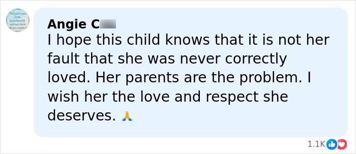 Comment expressing hope for girl abandoned in mobile home to receive love and respect despite horrific situation.