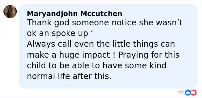 Comment expressing relief that the girl abandoned in mobile home spoke up, hoping for her to have a normal life.