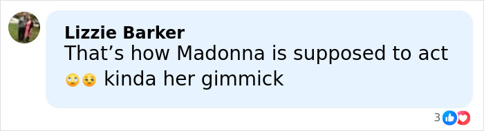 Comment by Lizzie Barker reacting to 67YO Madonna's raunchy Dolce & Gabbana ad featuring younger men and a c****h shot. Comment by Lizzie Barker reacting to 67YO Madonna's raunchy Dolce & Gabbana ad featuring younger men and a c****h shot.