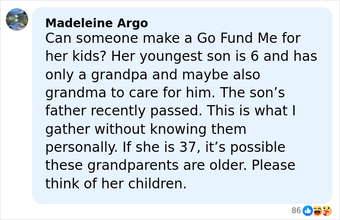 Comment from Madeleine Argo about a mom of a 6-year-old slain by ICE, mentioning family support and children’s care needs. Comment from Madeleine Argo about a mom of a 6-year-old slain by ICE, mentioning family support and children’s care needs.