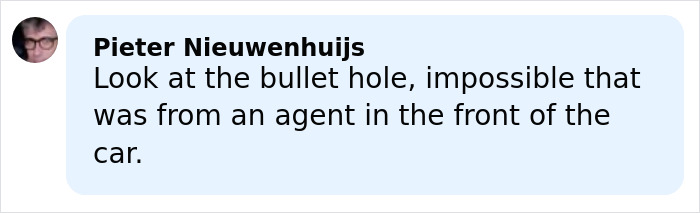 Screenshot of a social media comment questioning the bullet hole origin in the case of a woman slain by ICE in Minneapolis. Screenshot of a social media comment questioning the bullet hole origin in the case of a woman slain by ICE in Minneapolis.