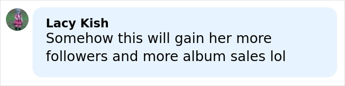 Comment from Lacy Kish discussing how leaked texts could increase Taylor Swift's followers and album sales.