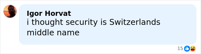 Person sharing thoughts about security in Switzerland in a casual online chat about a Swiss bar fire escape.