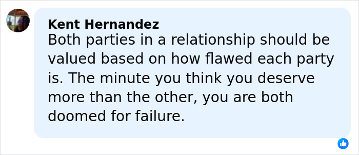 Social media comment about relationships under article about Cher rude comment Kristen Bell Dax Shepard marriage