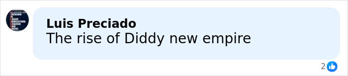 Comment by Luis Preciado saying The rise of Diddy new empire in a social media post about Will Smith accused of harassment and grooming.