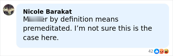 Comment by Nicole Barakat on social media discussing the case of mom slain by ICE agent, sparking family’s brutal remarks. Comment by Nicole Barakat on social media discussing the case of mom slain by ICE agent, sparking family’s brutal remarks.