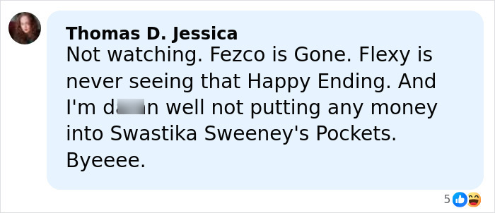 User comment on social media screen featuring Sydney Sweeney plays an adult star in a critical discussion post.