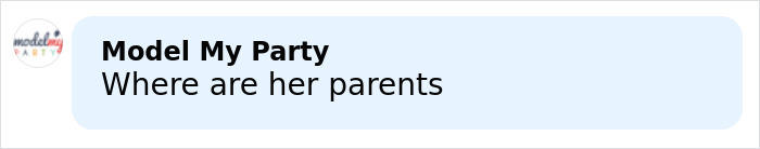 Model My Party logo with the text Where are her parents highlighting teen influencer app debut and parental concerns.