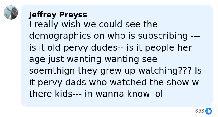 Screenshot of a social media comment discussing subscriber demographics related to a teen influencer&rsquo;s app debut and parental concerns.